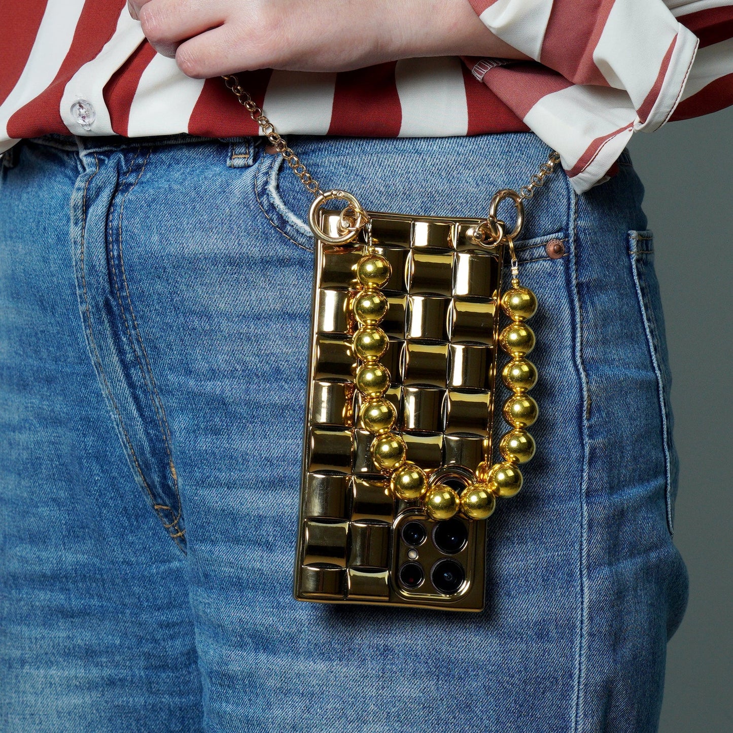Lanyard Metal Beads Bracelet Case - Samsung