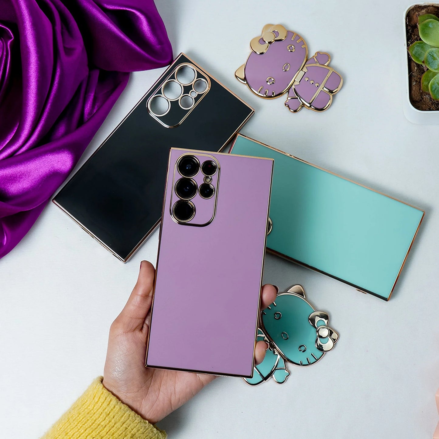 Charming Kitty Folding Mirror Stand Case -Samsung