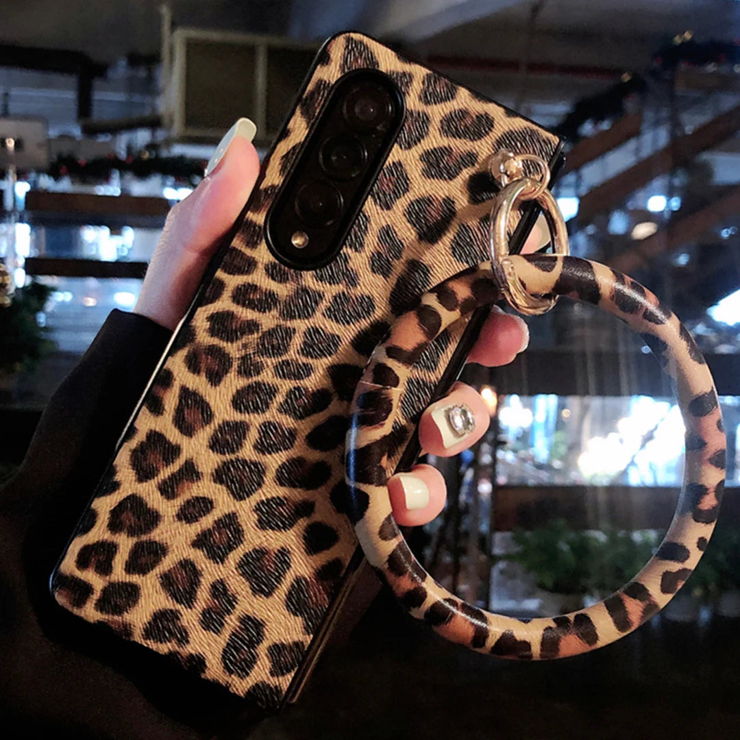 Leopard Printed Wrist Strap Bracelet Case - Samsung