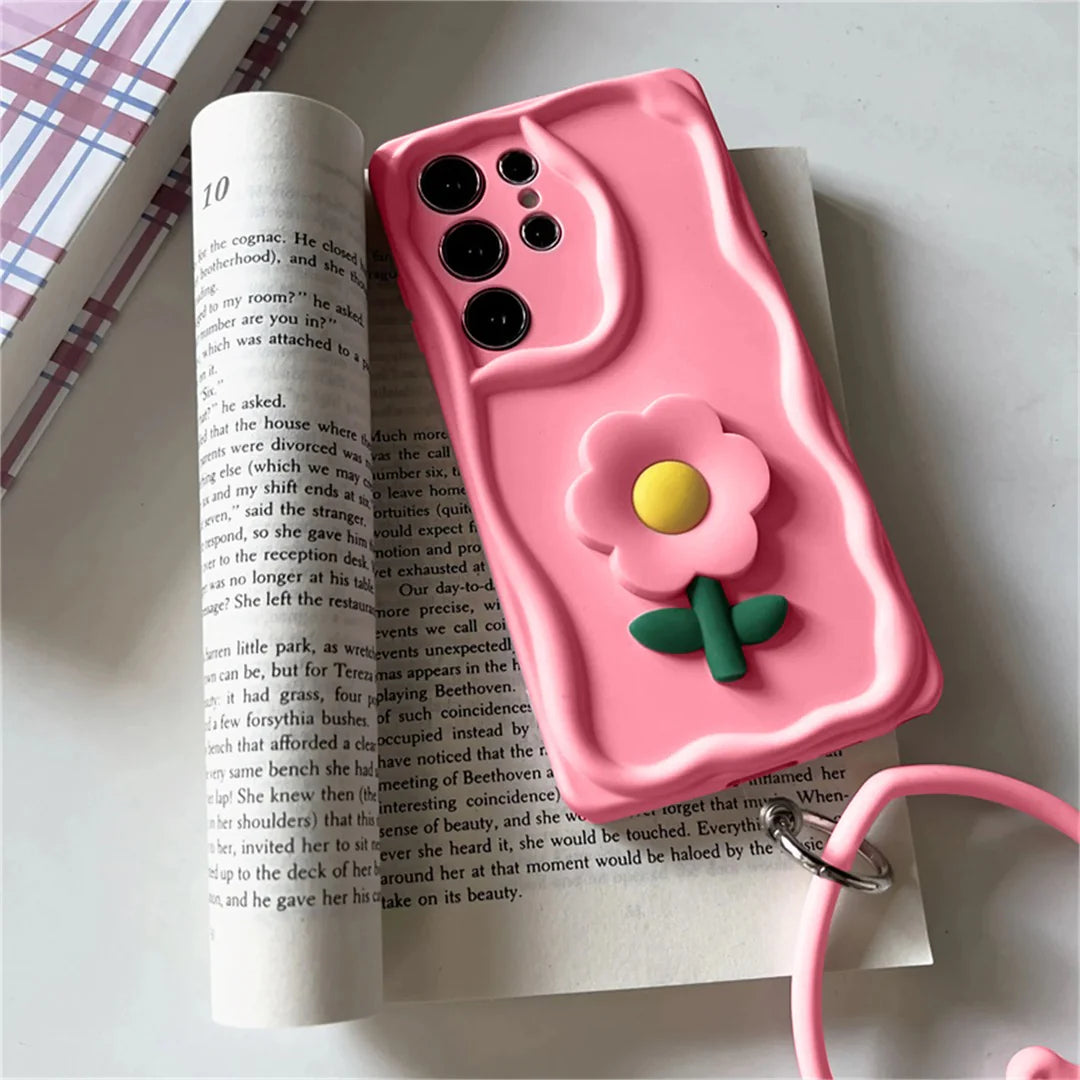Heart Love Flower Case with Bracelet - Samsung