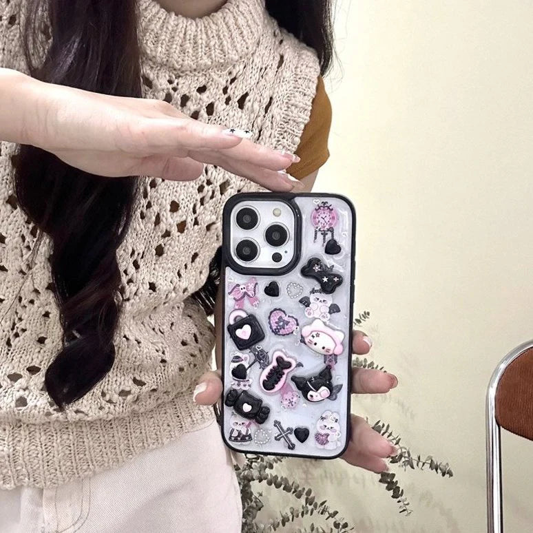Whimsical 3D Kitty Cartoon Case with Charm
