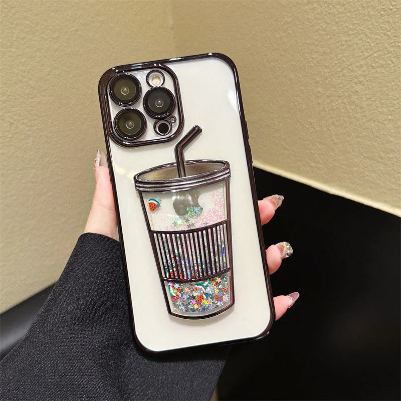 Transparent Glitter Star Drink Cup and Straw Case