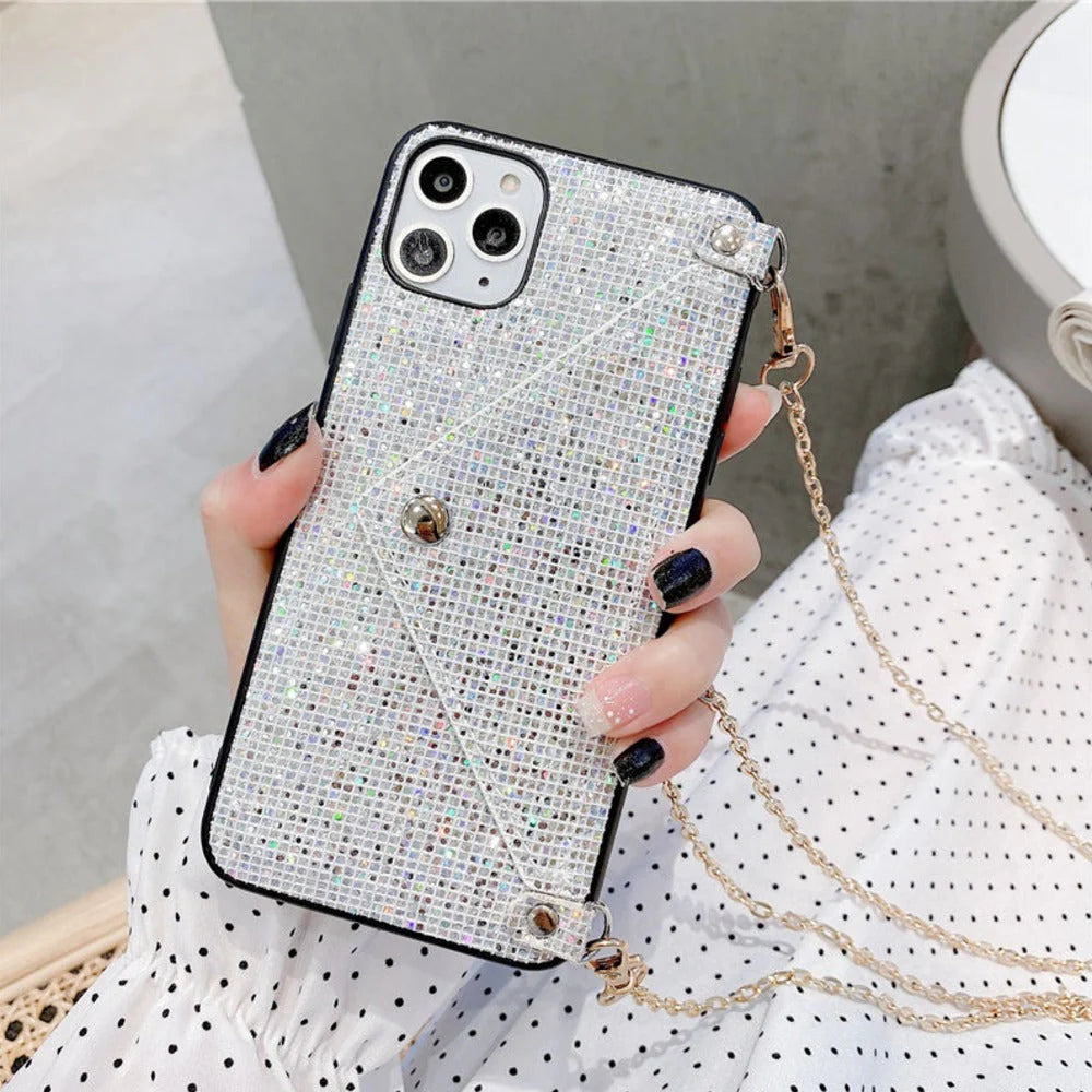Shining Crystals Wallet Crossbody Chain Case