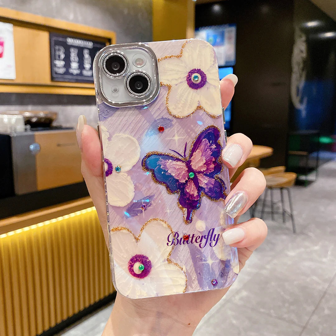 Butterfly Pearl Adorned Phone Case