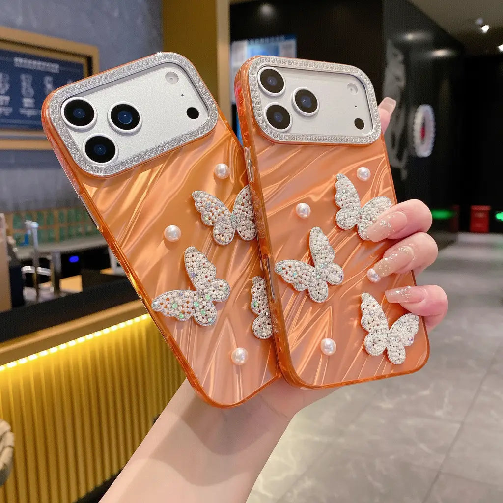 Shimmering Pearl Butterfly Garden Phone Case