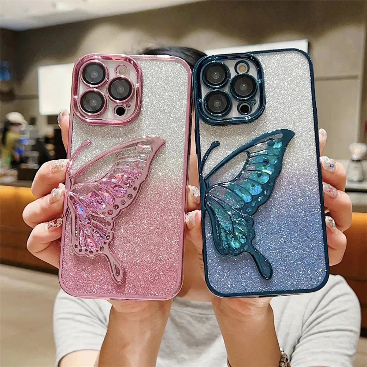 Coversly Premium Glitter Candy Electroplated Butterfly with Lens Protection