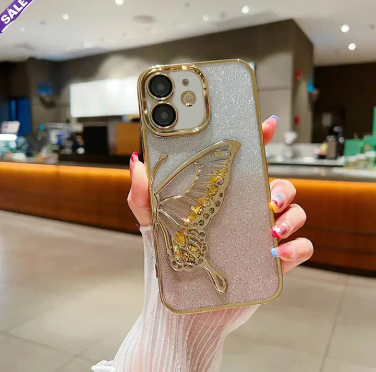 Coversly Premium Glitter Candy Electroplated Butterfly with Lens Protection